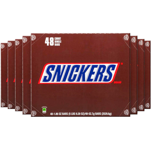 Snickers Chocolate Candy Bars 1.86 Oz - 8 Boxes, 48 Bars Each (384 Bars Total) - Wholesale -