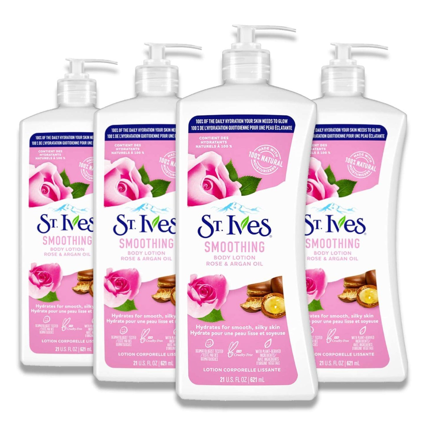 St. Ives - Smoothing Body Lotion with Rose and Argan Oil - 21 Oz - 4 Pack