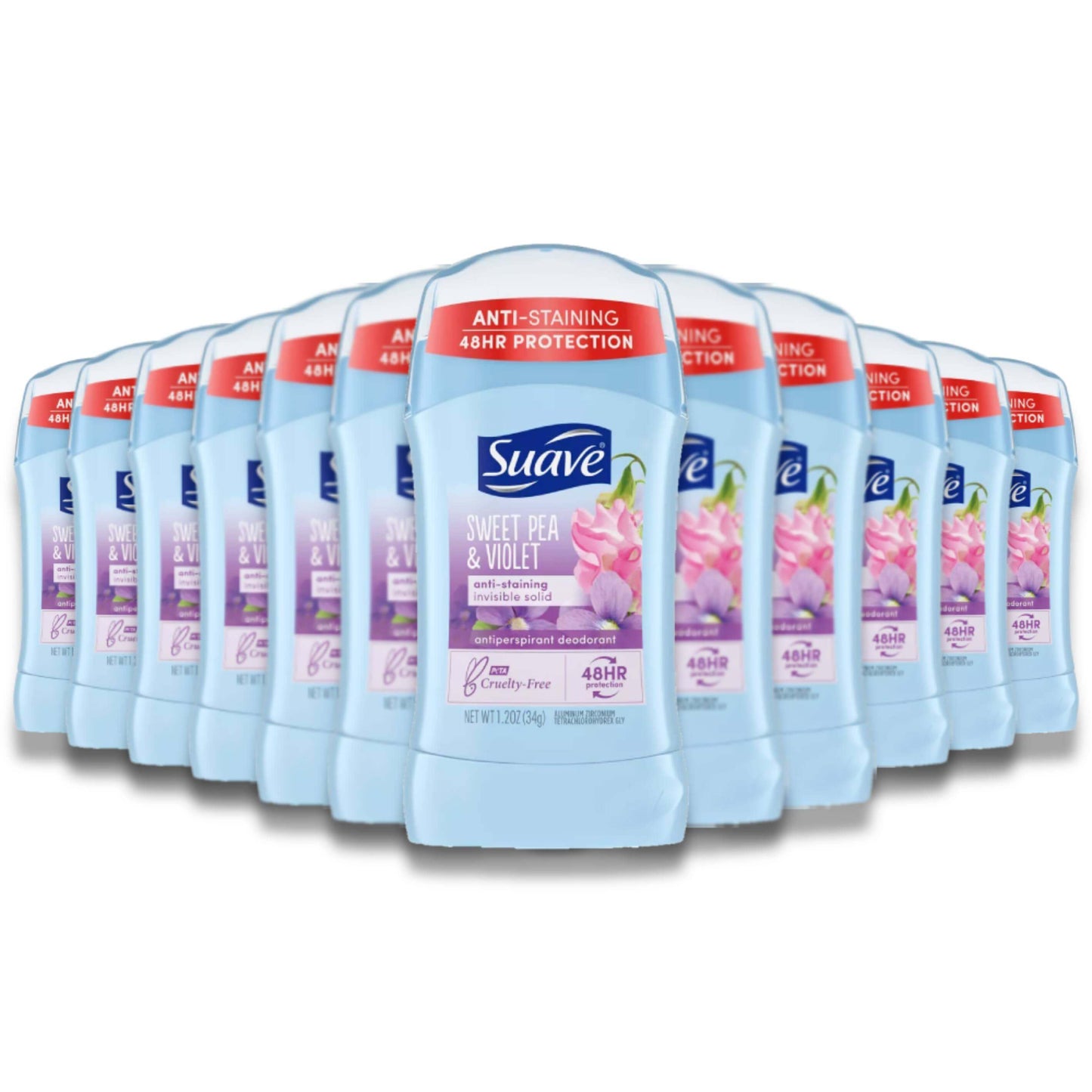 Suave - Antiperspirant & Deodorant Stick, Sweet Pea & Violet - 1.2 Oz - 12 Pack