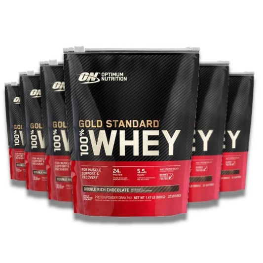 Optimum Nutrition - Gold Standard 100% Whey Protein Powder, Double Rich Chocolate - 1.5 lb - 6 Pack