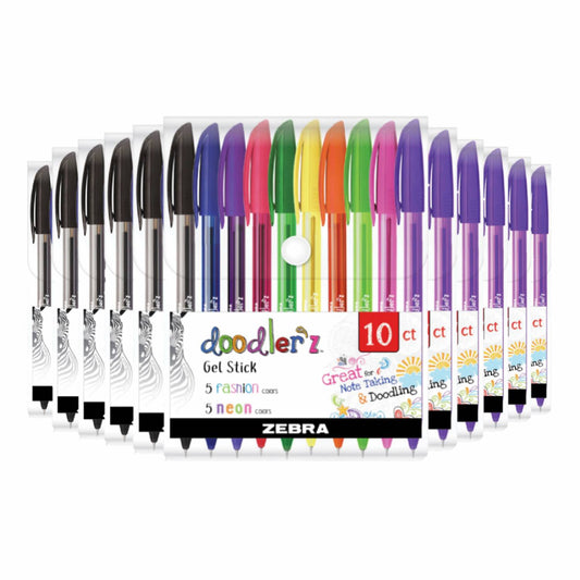 Zebra Pen Doodler'z Gel Stick Pen Set assorted colors 10 ct - 12 Pack